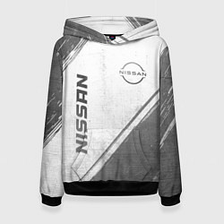Толстовка-худи женская Nissan - white gradient вертикально, цвет: 3D-черный