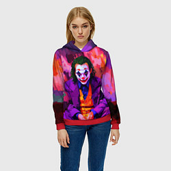 Толстовка-худи женская Джокер рисунок красками, цвет: 3D-красный — фото 2
