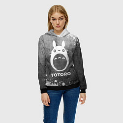 Толстовка-худи женская Totoro - grey gradient, цвет: 3D-черный — фото 2