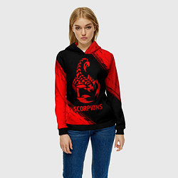 Толстовка-худи женская Scorpions - red gradient, цвет: 3D-черный — фото 2