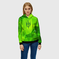 Толстовка-худи женская The Witcher green poly, цвет: 3D-черный — фото 2