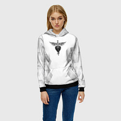Толстовка-худи женская Bon Jovi white poly, цвет: 3D-черный — фото 2