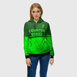 Толстовка-худи женская Counter Strike - green gradient посередине, цвет: 3D-черный — фото 2