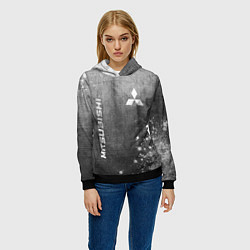 Толстовка-худи женская Mitsubishi - grey gradient вертикально, цвет: 3D-черный — фото 2
