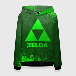 Толстовка-худи женская Zelda - green gradient, цвет: 3D-черный