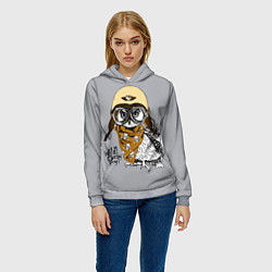 Толстовка-худи женская Owl - wild crazy guy, цвет: 3D-меланж — фото 2
