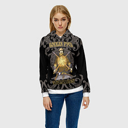 Толстовка-худи женская Боевая Русь русский богатырь, цвет: 3D-белый — фото 2