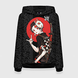 Толстовка-худи женская Танджиро Камадо убийца демонов, цвет: 3D-черный