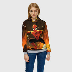 Толстовка-худи женская Человек-паук пускает паутину, цвет: 3D-меланж — фото 2