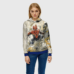 Толстовка-худи женская Человек - паук маслом, цвет: 3D-синий — фото 2