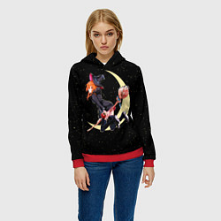 Толстовка-худи женская Ведьма с яблоком летит на метле, цвет: 3D-красный — фото 2