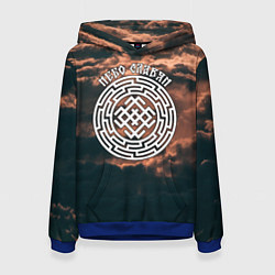 Толстовка-худи женская Белобог - небо славян, цвет: 3D-синий