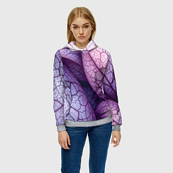 Толстовка-худи женская Прожилки экзотического растения, цвет: 3D-меланж — фото 2