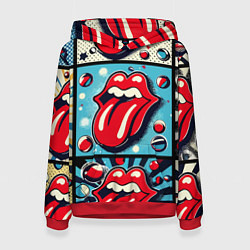 Толстовка-худи женская Rolling Stones logo - pop art, цвет: 3D-красный