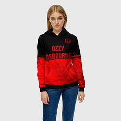 Толстовка-худи женская Ozzy Osbourne - red gradient посередине, цвет: 3D-черный — фото 2