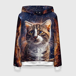 Толстовка-худи женская Сноу-шу в космосе, цвет: 3D-белый