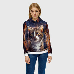 Толстовка-худи женская Сноу-шу в космосе, цвет: 3D-белый — фото 2