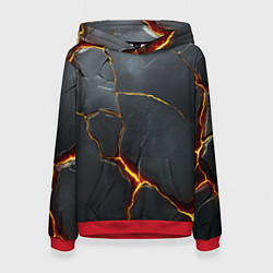 Толстовка-худи женская Серая текстура с золотым изломом, цвет: 3D-красный
