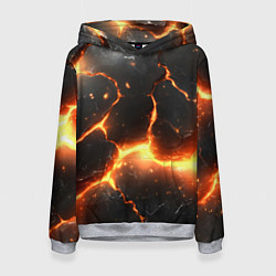 Толстовка-худи женская Лава и разлом плит, цвет: 3D-меланж