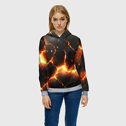 Толстовка-худи женская Лава и разлом плит, цвет: 3D-меланж — фото 2