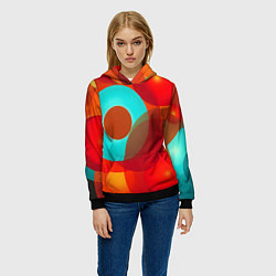 Толстовка-худи женская Оптическая абстракция с кругами, цвет: 3D-черный — фото 2