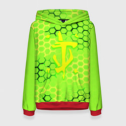 Толстовка-худи женская Doom кислотные соты лого, цвет: 3D-красный