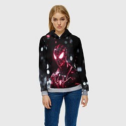 Толстовка-худи женская Человек-паук в красно-черном костюме, цвет: 3D-меланж — фото 2