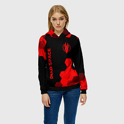Толстовка-худи женская Dead Space - red gradient вертикально, цвет: 3D-черный — фото 2