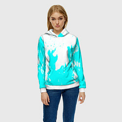 Толстовка-худи женская Голубой огонь текстура, цвет: 3D-белый — фото 2