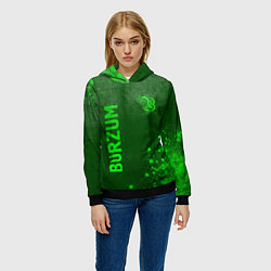 Толстовка-худи женская Burzum - green gradient вертикально, цвет: 3D-черный — фото 2