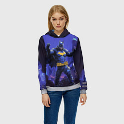 Толстовка-худи женская Бэтмен в стойке победителя, цвет: 3D-меланж — фото 2