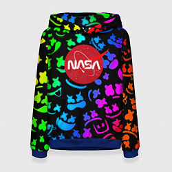 Толстовка-худи женская Marshmello x NASA gradient, цвет: 3D-синий