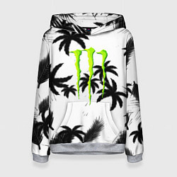 Толстовка-худи женская Monster energy пальмы, цвет: 3D-меланж