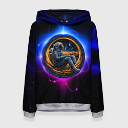 Толстовка-худи женская Космонавт в луне, цвет: 3D-меланж