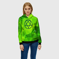 Толстовка-худи женская HIM green poly, цвет: 3D-черный — фото 2