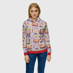 Толстовка-худи женская Друзья - паттерн, цвет: 3D-красный — фото 2