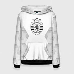 Толстовка-худи женская Sporting white poly, цвет: 3D-черный