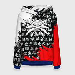 Толстовка-худи женская Ведьмак япония краски, цвет: 3D-синий
