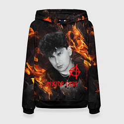 Толстовка-худи женская Сектор газа огненный фон, цвет: 3D-черный