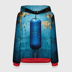 Толстовка-худи женская Синяя боксерская груша, цвет: 3D-красный