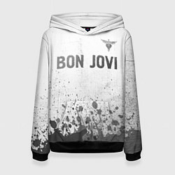 Толстовка-худи женская Bon Jovi - white gradient посередине, цвет: 3D-черный