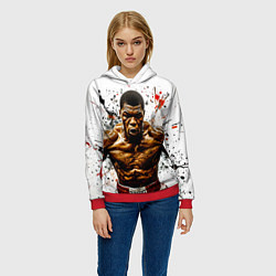 Толстовка-худи женская Мухаммед Али на белом, цвет: 3D-красный — фото 2