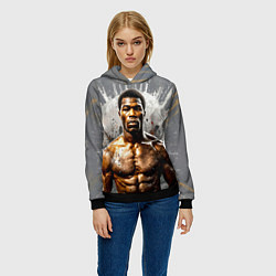 Толстовка-худи женская Мухаммед Али на сером, цвет: 3D-черный — фото 2