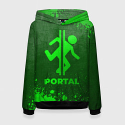 Толстовка-худи женская Portal - green gradient, цвет: 3D-черный