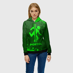 Толстовка-худи женская Portal - green gradient, цвет: 3D-черный — фото 2
