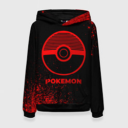 Толстовка-худи женская Pokemon - red gradient, цвет: 3D-черный