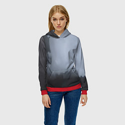 Толстовка-худи женская Абстракция с серым и черным, цвет: 3D-красный — фото 2