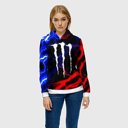 Толстовка-худи женская Monster energy молнии неон, цвет: 3D-белый — фото 2