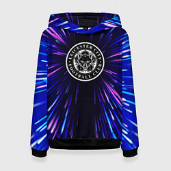 Толстовка-худи женская Leicester City neon energy, цвет: 3D-черный