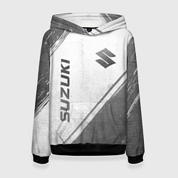 Толстовка-худи женская Suzuki - white gradient вертикально, цвет: 3D-черный